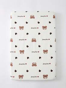 1件卡通可爱儿童薄款床笠，四季通用，尺寸：100*60厘米（39.37*23.62英寸）、120*60厘米（47.24*23.62英寸）、132*72厘米（51.96*28.34英寸） - 心心熊 - 查看 2