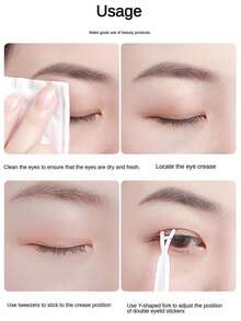 1 Box 200pcs Natural Matte Invisible Double Eyelid Stickers, Lace No-Trace Swollen Eyelid Stickers Suitable For Single Eyelid - Pink - View 10