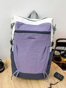 1 pieza Mochila de senderismo para hombre de gran capacidad, ligera, de nailon con bloqueo de color y cierre de cremallera, para actividades al aire libre y uso diario - Multicolor - Ver 10