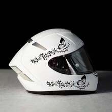 Pegatinas planas 2D para cascos de motocicleta con diseños de mariposas y flores en forma de corazón - Pegatinas de estilo de carreras de PVC resistentes al agua aptas para cascos, depósitos de combustible y paneles laterales - Accesorios de vehículo duraderos y resistentes a los arañazos | Diseño brillante | Pegatinas planas 2D resistentes al agua, pegatinas para automóviles - A - Ver 7