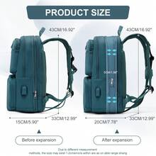 Mochila de viaje de gran capacidad para hombres y mujeres, mochila para portátil con múltiples compartimentos y funda para equipaje, mochila casual resistente al agua para la escuela, el trabajo, los viajes y el transporte - Multicolor - Ver 2