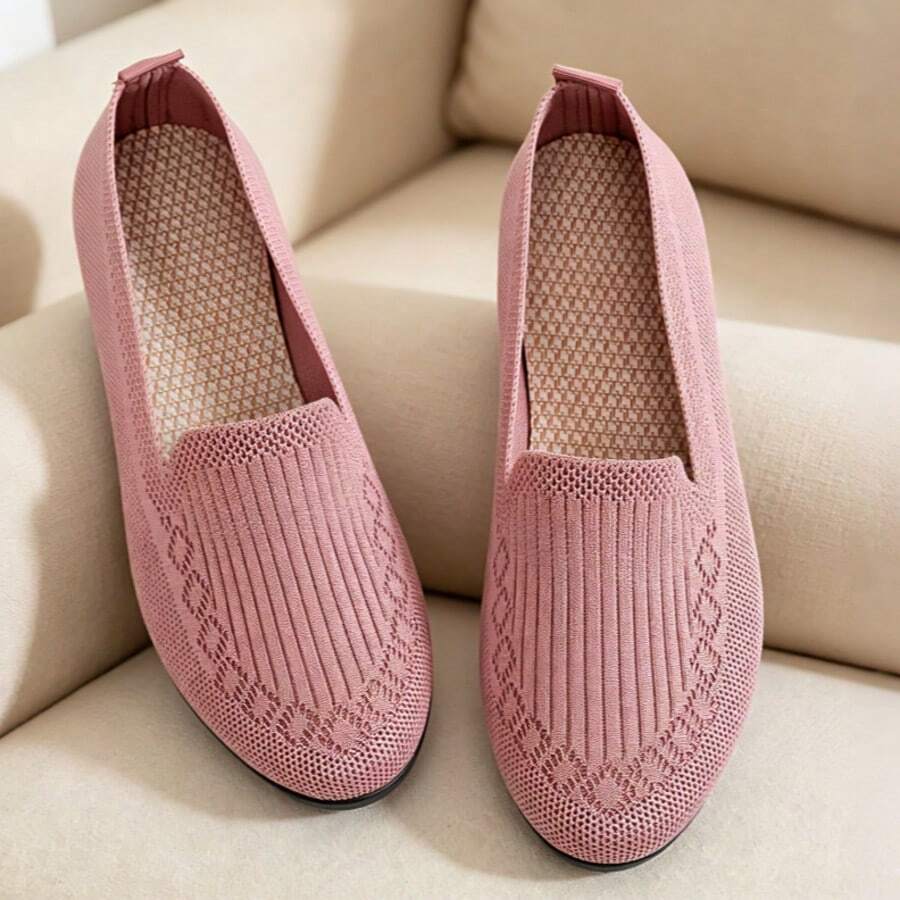 2026 New Spring/Autumn Lightweight Women's Shoes, Middle-Aged & Older Mothers Soft Bottom Non-Slip Breathable Flats,Comfortable Grandma Casual Loafers - Hồng - Xem 1