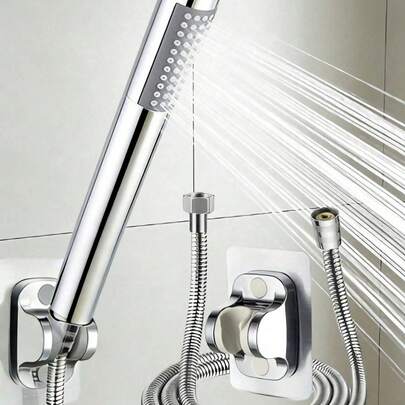 3pcs/Set Round Stick-Shaped High-Pressure Handheld Shower Head, Modern Style High-Flow Shower Head, Wall-Mounted ABS Plastic Round Shower Head With Rubber Particle Water Outlet, Polished Surface, Ergonomic Design, Modern And Simple Style, Ideal Accessory For Hotel And Home Bathrooms, Outdoor RVS And Modern Bathrooms To Upgrade Your Bathroom An Ideal Choice For A Luxurious Bathing Experience As A Holiday Gift