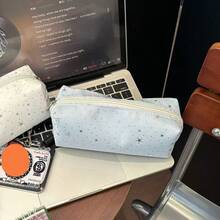 1个18cm*8cm*8cm极简铅笔盒，水钻星星设计，便携式化妆品收纳包，新款ins风女生爱心大容量化妆包，适合学生，可收纳文具和化妆品 - 燙鑽星星款 - 查看 5