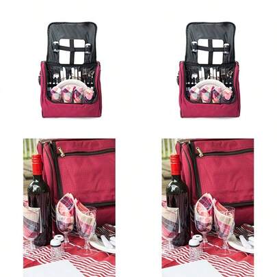 Fox Run Picnic Tote Kit 1 EA rojo