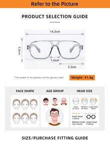 1 Pair Men's Oval Frame Minimalist Fashion Non-Prescription Glasses (Suitable For TV, Smartphones, Office, Daily Wear) - Gray Flat Mirror - View 2