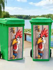 1pc 2D Flat Printing Sticker - Peeking Chicken Design, Decorative Sticker For Trash Can, Wall, Home Decor (Suitable For Trash Can, Wall, Home Decor), 37 X 82 Cm - A - View 3