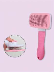 1 chiếc lược chải lông thú cưng màu hồng, dụng cụ loại bỏ lông rụng cho mèo và chó, lược chải lông thú cưng. - Xem 8