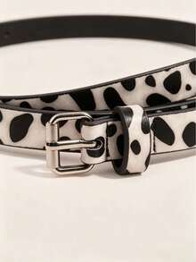 1pc/3Pcs Women's Leopard Print Slim Belt Set Adjustable Gold Buckle For Jeans Dresses - A - View 5