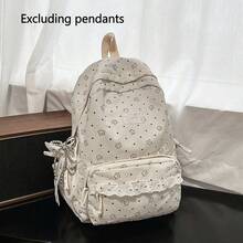 Mochila con estampado de dibujos animados lindos y frescos, mochila de gran capacidad y peluche para estudiantes universitarios, estudiantes de secundaria, unisex - A - Ver 15