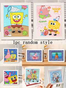 SpongeBob SquarePants 1 peça quadrada de pintura de diamante 5D DIY interessante - Presente de aniversário de desenho animado com moldura, adesivos de estrelas para festa, presente de feriado! - Multicolorido - Ver 13