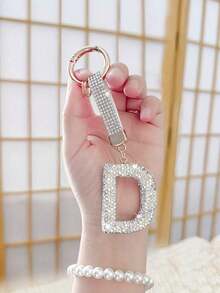 Sparkling Crystal Letter Keychain - Shiny Alloy Pendant, Suitable For Bags And Backpacks - Perfect Gift For Birthday And Special Occasions, Keychain, Ring, Bag, Backpack Decor, Car Decor, Gift For Women And Girls, Wallet And Handbag Accessories, Letter A-Z - Bạc - Xem 4