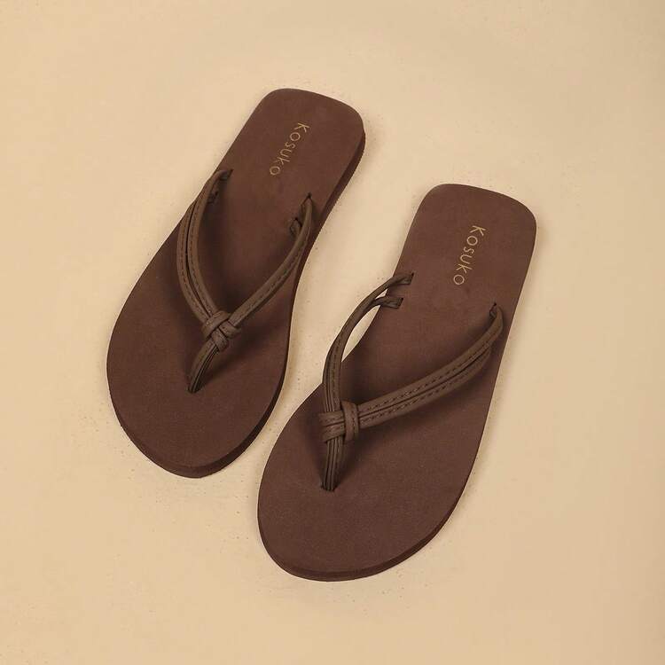Selipar Anti-Gelincir Ringan Kasual Coklat - coklat - Lihat 5