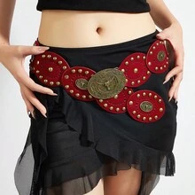 1pc Western Boho Style Red Bull Head Patchwork Women's Belt, Suitable For Autumn, Winter, Spring, Jeans, Halloween, Skirts, Maxi Dresses, Parties, Galas, Outfits - Red Bull Head - View 7