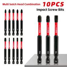 Bộ 10 mũi vít chính xác, bao gồm mũi vít dẹt và mũi vít hình sao, chiều dài mũi vít 70mm, chất liệu thép hợp kim S2 độ cứng cao, mũi vít từ tính chống mài mòn, thích hợp cho sửa chữa công nghiệp và tự làm tại nhà. - A - Xem 3