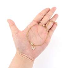 1 Peça Pulseira de Corrente de Contas de Aço Inoxidável Dourado com Laço e Letra em Estilo Minimalista e Elegante para Mulheres - Ouro amarelo - Visão 3