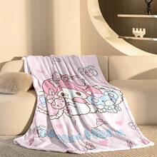 1pc Sanrio Themed Flannel Blanket, Customizable Name, Sweet & Cool Style - Suitable For All Seasons, Soft, Perfect For Sofa, Bed, Outdoor - Ideal Birthday And Holiday Gift For Family And Friends - Multicolor - View 8