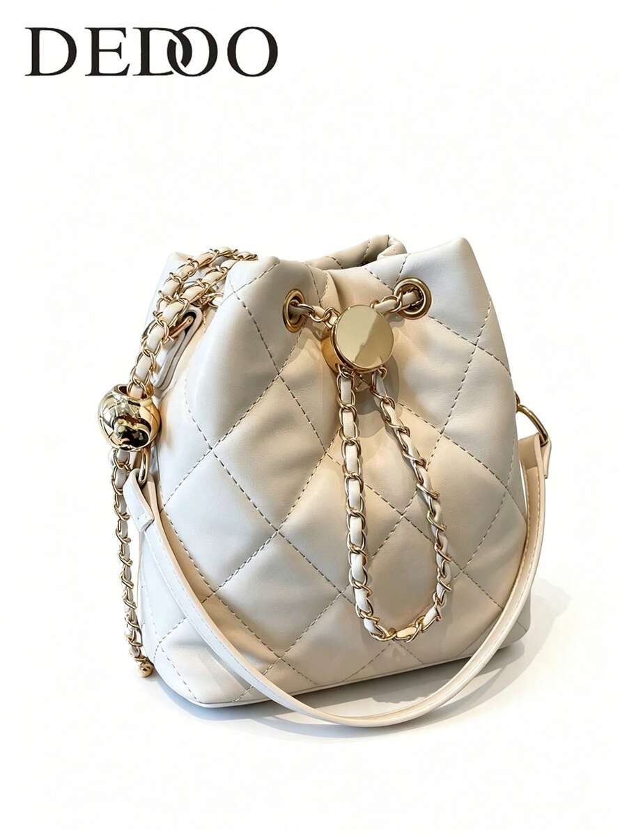 Dedoo 2024 New Women's Rhombus Chain Strap Crossbody Bucket Bag