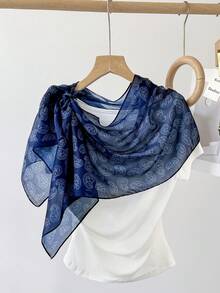 1 chiếc khăn choàng chiffon in họa tiết hoa điều thanh lịch, đa năng, chống nắng, dùng để quàng cổ. - Nhiều màu - Xem 5