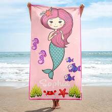 Personalized Children's Beach Towel, Custom Letter Combination And Fun Beach Pattern Design, Exclusive For Children, Girls, Boys, Adults, Quick Drying Custom Towel, Suitable For Beach, Pool, Bathroom, Exclusive Gift - Multicolor - View 7
