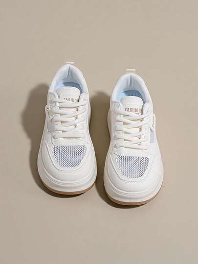 Giày thể thao đế bằng khoét rỗng kiểu dáng mới năm 2026, giày buộc dây thoáng khí dành cho nữ, phù hợp cho mọi mùa.