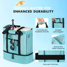 This Dual-Purpose Mesh Beach Tote Bag Features A Cooler Compartment, A Spacious Shoulder Bag, And Is Suitable For Both Men And Women. It Offers Convenient Storage And Is Perfect For Beach Outings, Camping, Hiking, Picnics, And Outdoor Adventures. - 綠色 - 查看 3