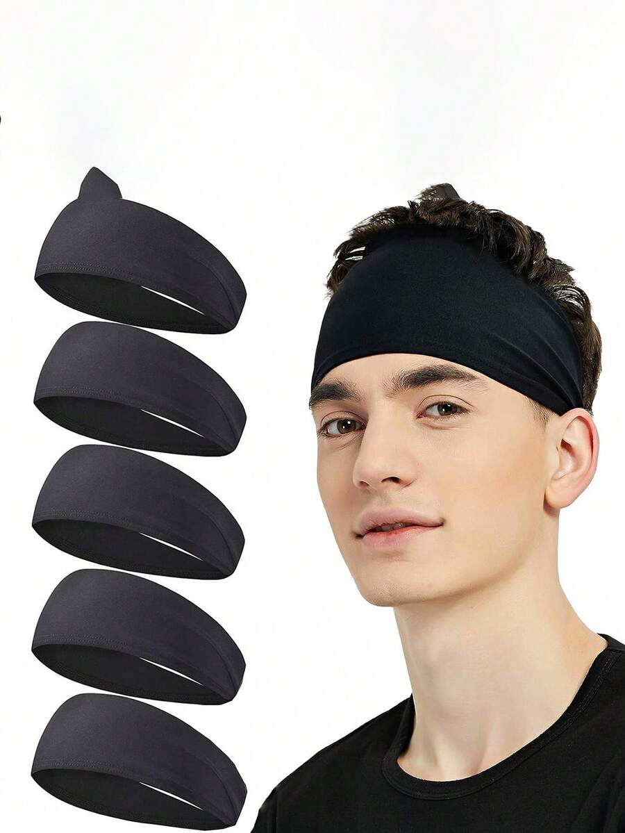 1pc Minimalist Solid Color Headband, Non-Slip Elastic Hair Accessories For Women, Absorbent Headband Suitable For Autumn/Winter, Vacation Outfit, Elegant Scarf, Soft Headscarf. Suitable For Outdoor Sports, Fitness, Running, Badminton, Etc.,Travel,Birthday - Multicolor - View 1