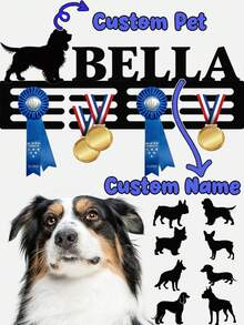 Soporte personalizado para medallas de raza de perro, exhibición de premios de mascota personalizada, soporte personalizado para cintas de exposición de perros, estante personalizado para exhibición de medallas de exposición de mascotas - Negro - Ver 1