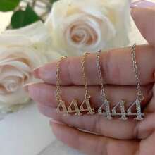 1pc European And American Fashion Style Cubic Zirconia Personalized Design Number 111-999 Angel Pendant Necklace For Women - Yellow Gold - View 7