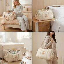 Túi tote thêu họa tiết dung tích lớn, túi đựng đồ tiện dụng cho bà bầu, túi đeo vai chéo kiểu Boston cho mẹ. - Nhiều màu - Xem 7