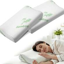 1个竹纤维波浪高低枕，记忆棉颈椎枕，慢回弹防下陷抗菌侧睡枕 - 標準 - 查看 9