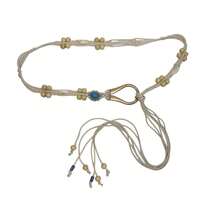 U-Shaped Metal Buckle Belt Rope, Hand-Woven Wax Rope Belt, Shell Decoration, Dress Waist Decoration, Bohemian Waist Chain - Off White - View 4