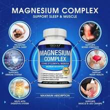 Magnesium Complex Dietary Supplement |   1000mg 8 Forms Of Elemental Magnesium With Glycinate, Citrate, Malate & Taurate |   Chelated For High Absorption |   Supports Healthy Bones, Muscle Function & Energy Levels |   Vegan Non-GMO Gluten Free |   90 Capsules - 預設 - 查看 7