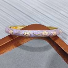 Bracelet clip vintage à motif floral, accessoire artisanal unique, rétro, cadeau pour elle - Bracelet rond à cinq feuilles - Voir 19