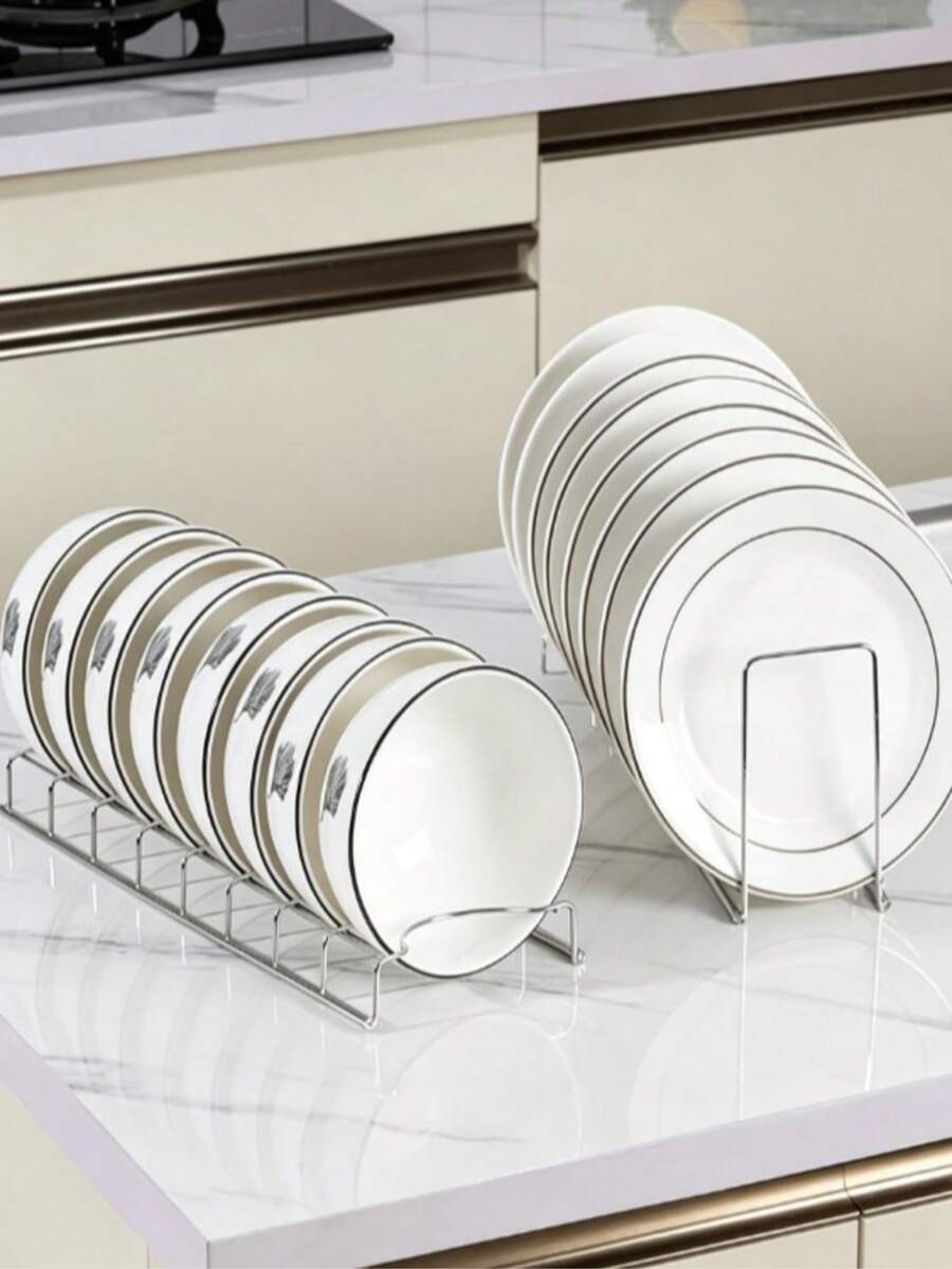 2pcs Stainless Steel Kitchen Storage Rack - Multifunctional Dish Rack With Drainage System, Cutlery Holder, Suitable For Countertop, Kitchen Dish Drying Rack, Kitchen Drawer Organizer