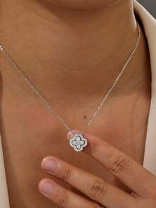 1 chiếc mặt dây chuyền hình hoa bốn lá bằng bạc Sterling S925 đính đá Moissanite 0.55CT, thích hợp đeo hàng ngày trong các dịp lễ cưới hoặc làm quà tặng ngày lễ. - Nhiều màu - Xem 2