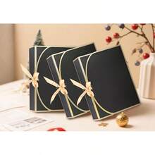 10pcs Black & White Gift Boxes With Gold Trim Lids And Ribbons, Suitable For Weddings, Packaging, Gifts, Birthdays, Valentine's Day, Parties - View 3