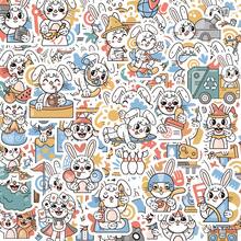 100/200pcs Vintage/Cartoon Pattern Creative Sticker Pack, Suitable For Decorating Tablets, Luggage, Bicycles, Skateboards, Laptops, Phones, Cups, DIY Gifts - Multicolor - View 5