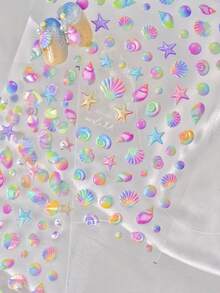 1pc 5D Exquisite Summer Sea Series Nail Art Stickers Cartoon Colorful Shell Fish Manicre Decorations Decals Accessories DIY - Multicolor - View 2