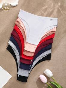 Paquete de 8 bragas de mujer de cintura baja con forma de V, de alta elasticidad y cómodas - Multicolor - Ver 14