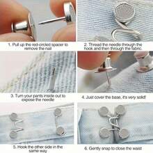 6pcs Adjustable Jeans Buckle Set, Convenient And Quick Storage, Seamless Metal Belt Clip, Suitable For Women'S Pants, Fast Buckle Tight Design, Multi-Functional Silvery Gray Buckle Set - Advanced Fixing Buckle - View 7