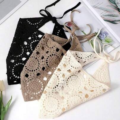 Bộ 3 chiếc băng đô tam giác phong cách Bohemian, băng đô móc rỗng, băng đô nữ, băng đô điều chỉnh chống trượt, khăn trùm đầu tam giác đan màu trơn, băng đô hình học kiểu Hàn Quốc ngọt ngào, khăn trùm đầu thanh lịch phong cách đồng quê, khăn trùm đầu cổ điển, có sẵn màu đen, be và kaki, băng đô đi biển mùa hè cho nữ.