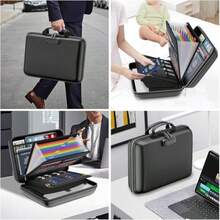 Organizador de Archivos de Acordeón Carpeta Expandible a Prueba de Fuego Organizador de Documentos con 13 Bolsillos Bolsa de Archivo Portátil para Negocios Viajes Oficina 39x29x7.5cm - como en la foto - Ver 7