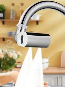 4 modos Aireador de grifo de cocina giratorio 360°, Cabezal de grifo multifunción con ahorro de agua con rociado de espuma/ducha/hoja/cascada, Cabezal de grifo universal para fregadero - plata - Ver 5