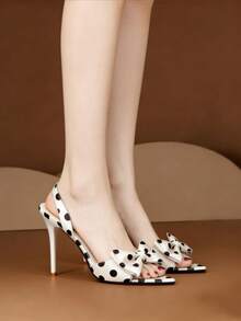 New Pointed Toe Chunky Heel Slip-On Sandals, Comfortable & Versatile For Spring/Autumn - Black and White - View 7