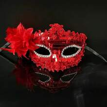Feather Flower Sequin Venetian Mask Sexy Ladies' Masquerade Ball Dance Party Decorative Performance Costume Prop Christmas Mask - 銀 - 查看 4