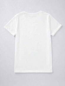 Maweii Camiseta Casual de Verano de Talla Grande con Cuello Redondo y Manga Corta, Estampado de Letras, para Uso Diario - Blanco - Ver 2
