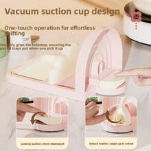 1pc Kitchen Storage Rack With Suction Cup, Multi-Function Rainbow Spatula Holder For Tabletop, Practical Kitchen Tool Pot Lid Rack, Kitchen Storage Rack, Tabletop Spatula Holder - Pink - View 2