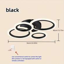 Modern 4/6/8 Rings Interlocking LED Ceiling Light, Flush Mount Circular Ceiling Chandelier, 3 Color Temperature Dimmable, Gold Black White 3 Colors Optional, Minimalist Ring Ceiling Lamp For Living Room Bedroom Hallway Indoor Home Lighting Decoration - 彩色 - 查看 18