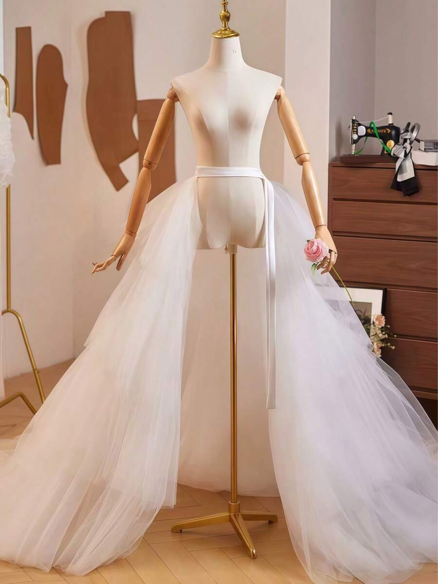 1件女款長款可拆卸網紗裙,高腰模特兒伸展台造型,高級萬聖節風格 - 彩色 - 查看 1
